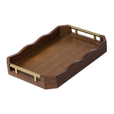 Maxbell Bamboo Serving Tray Breakfast Multipurpose Dinner Tea Tray with Metal Handle S Brown