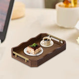 Maxbell Bamboo Serving Tray Breakfast Multipurpose Dinner Tea Tray with Metal Handle S Brown