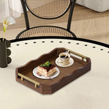 Maxbell Bamboo Serving Tray Breakfast Multipurpose Dinner Tea Tray with Metal Handle S Brown