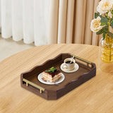 Maxbell Bamboo Serving Tray Breakfast Multipurpose Dinner Tea Tray with Metal Handle S Brown