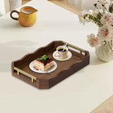 Maxbell Bamboo Serving Tray Breakfast Multipurpose Dinner Tea Tray with Metal Handle S Brown