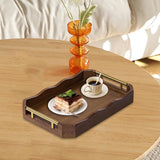 Maxbell Bamboo Serving Tray Breakfast Multipurpose Dinner Tea Tray with Metal Handle S Brown