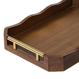 Maxbell Bamboo Serving Tray Breakfast Multipurpose Dinner Tea Tray with Metal Handle L Brown