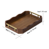 Maxbell Bamboo Serving Tray Breakfast Multipurpose Dinner Tea Tray with Metal Handle L Brown
