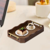 Maxbell Bamboo Serving Tray Breakfast Multipurpose Dinner Tea Tray with Metal Handle L Brown