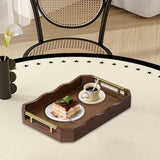 Maxbell Bamboo Serving Tray Breakfast Multipurpose Dinner Tea Tray with Metal Handle L Brown
