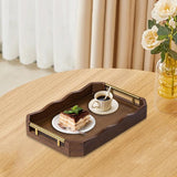 Maxbell Bamboo Serving Tray Breakfast Multipurpose Dinner Tea Tray with Metal Handle L Brown