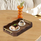 Maxbell Bamboo Serving Tray Breakfast Multipurpose Dinner Tea Tray with Metal Handle L Brown