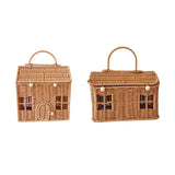 Maxbell Storage Basket with Lid Gift Box Case Retro Style Handwoven Display Suitcase S