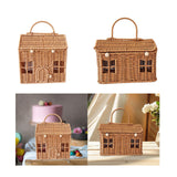 Maxbell Storage Basket with Lid Gift Box Case Retro Style Handwoven Display Suitcase S