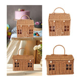 Maxbell Storage Basket with Lid Gift Box Case Retro Style Handwoven Display Suitcase S