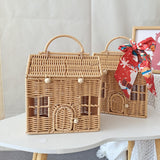 Maxbell Storage Basket with Lid Gift Box Case Retro Style Handwoven Display Suitcase S