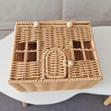 Maxbell Storage Basket with Lid Gift Box Case Retro Style Handwoven Display Suitcase S
