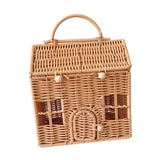 Maxbell Storage Basket with Lid Gift Box Case Retro Style Handwoven Display Suitcase S