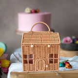 Maxbell Storage Basket with Lid Gift Box Case Retro Style Handwoven Display Suitcase S