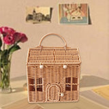 Maxbell Storage Basket with Lid Gift Box Case Retro Style Handwoven Display Suitcase S