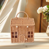 Maxbell Storage Basket with Lid Gift Box Case Retro Style Handwoven Display Suitcase S