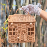 Maxbell Storage Basket with Lid Gift Box Case Retro Style Handwoven Display Suitcase S