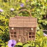 Maxbell Storage Basket with Lid Gift Box Case Retro Style Handwoven Display Suitcase S