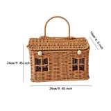 Maxbell Storage Basket with Lid Gift Box Case Retro Style Handwoven Display Suitcase L