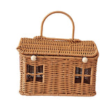 Maxbell Storage Basket with Lid Gift Box Case Retro Style Handwoven Display Suitcase L