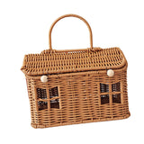 Maxbell Storage Basket with Lid Gift Box Case Retro Style Handwoven Display Suitcase L