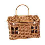 Maxbell Storage Basket with Lid Gift Box Case Retro Style Handwoven Display Suitcase L