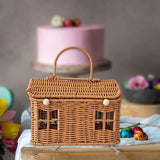 Maxbell Storage Basket with Lid Gift Box Case Retro Style Handwoven Display Suitcase L