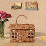 Maxbell Storage Basket with Lid Gift Box Case Retro Style Handwoven Display Suitcase L