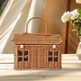 Maxbell Storage Basket with Lid Gift Box Case Retro Style Handwoven Display Suitcase L