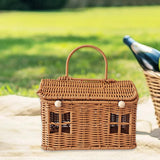 Maxbell Storage Basket with Lid Gift Box Case Retro Style Handwoven Display Suitcase L