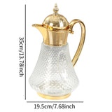 Maxbell Middle Eastern Style Glass Pitcher Glass Water Jug for Office Indoor Outdoor Gold