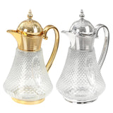 Maxbell Middle Eastern Style Glass Pitcher Glass Water Jug for Office Indoor Outdoor Gold