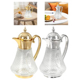 Maxbell Middle Eastern Style Glass Pitcher Glass Water Jug for Office Indoor Outdoor Gold