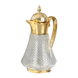 Maxbell Middle Eastern Style Glass Pitcher Glass Water Jug for Office Indoor Outdoor Gold