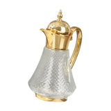 Maxbell Middle Eastern Style Glass Pitcher Glass Water Jug for Office Indoor Outdoor Gold