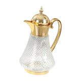 Maxbell Middle Eastern Style Glass Pitcher Glass Water Jug for Office Indoor Outdoor Gold