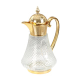 Maxbell Middle Eastern Style Glass Pitcher Glass Water Jug for Office Indoor Outdoor Gold