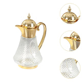 Maxbell Middle Eastern Style Glass Pitcher Glass Water Jug for Office Indoor Outdoor Gold