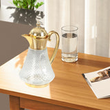 Maxbell Middle Eastern Style Glass Pitcher Glass Water Jug for Office Indoor Outdoor Gold