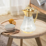Maxbell Middle Eastern Style Glass Pitcher Glass Water Jug for Office Indoor Outdoor Gold