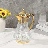 Maxbell Middle Eastern Style Glass Pitcher Glass Water Jug for Office Indoor Outdoor Gold