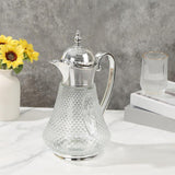 Maxbell Middle Eastern Style Glass Pitcher Glass Water Jug for Office Indoor Outdoor Silver