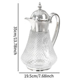 Maxbell Middle Eastern Style Glass Pitcher Glass Water Jug for Office Indoor Outdoor Silver