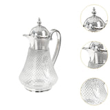 Maxbell Middle Eastern Style Glass Pitcher Glass Water Jug for Office Indoor Outdoor Silver