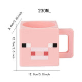 Maxbell Square Coffee Mug Decor Milk Tea Water Cup for Party Supplies Kitchen Office Pink