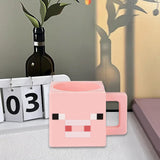 Maxbell Square Coffee Mug Decor Milk Tea Water Cup for Party Supplies Kitchen Office Pink