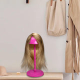 Maxbell Wig Stand Multifunction Portable Sturdy Hat Display Stand Mall Home Shop Rose Red
