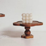 Maxbell Pedestal Stand Tall Footed Display Tray Bathroom Fireplace Cake Wooden Riser 19cmx9cm