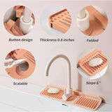 Maxbell Sink Splash Guard Foldable Kitchen Sink Drain Pad for Countertop Bathroom RV Pink